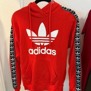 Unisex Adidas Red Hoodie with Trefoil Logo